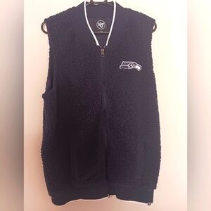 NFL Seattle Seahawks Navy Brand 47 Blue Fleece Jacket Vest Women's XL